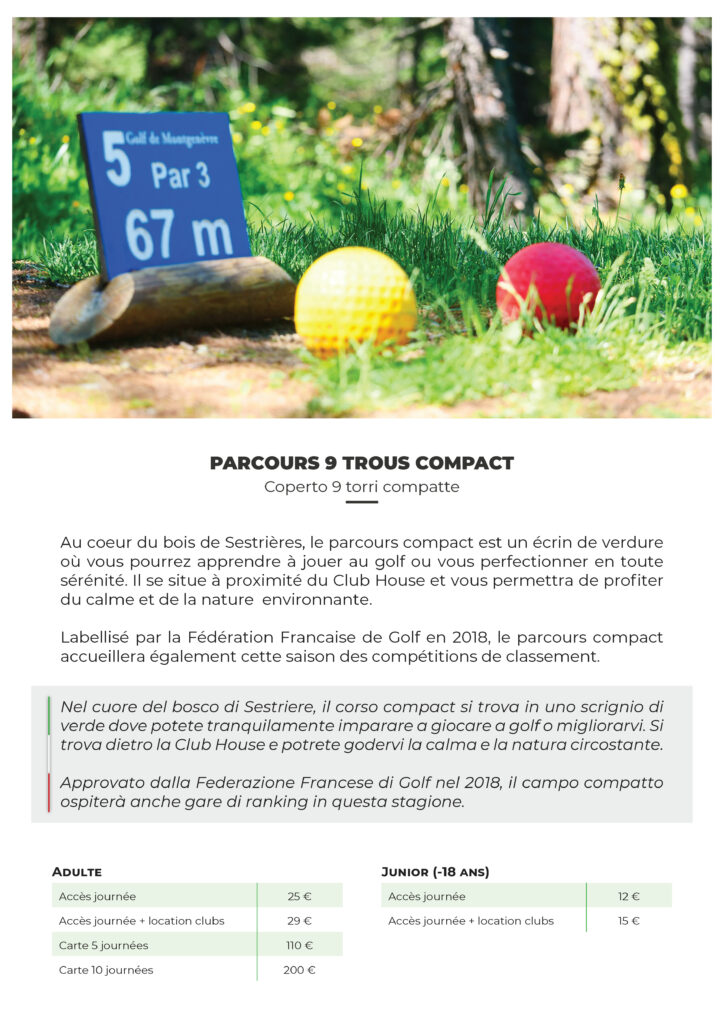 Parcours 9 Trous Compact - Golf Montgenèvre