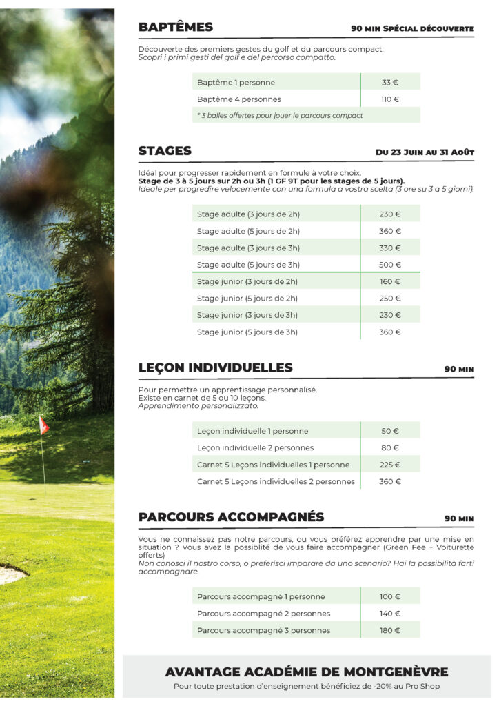 Académie de Golf - Golf de Montgenèvre